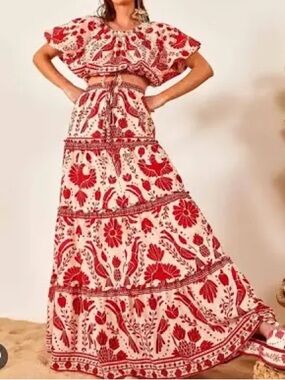 Farm Rio Jungle Flow Two-piece Outfit: Top and Maxi Skirt